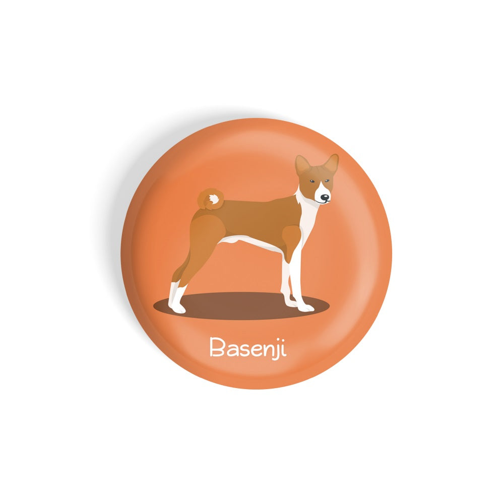 dhcrafts Round Fridge Magnet Orange Color Basenji Pet Dog Glossy Finish Design Pack of 1 (58 mm)